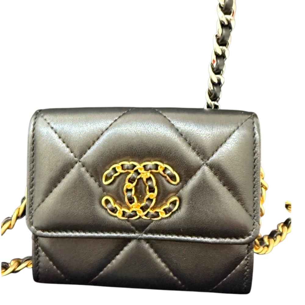 Chanel Black Quilted Mini Chanel 19 Flap Bag Gold/Silver Hardware